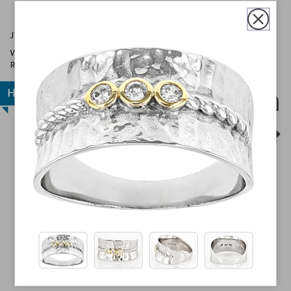 JTV Jewelry - White Cubic Zirconia Rhodium And 14K Yellow Gold Over Sterling Silver Ring 0.18c